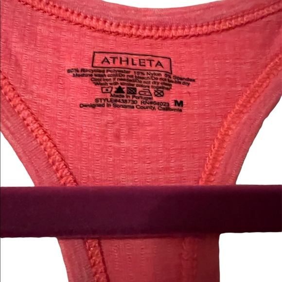 Athleta Workout Tank Top Pink Ribbed Razorback - Picture 3 of 4